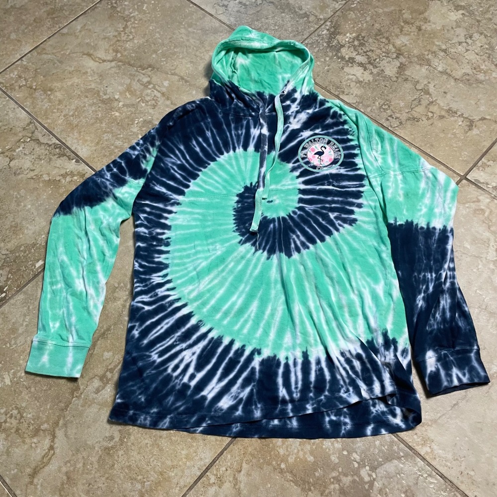 EXIST Ft. Walton Beach FL Tie Dye Hoodie‎ Sweatshirt Size S Flamingo Pullover